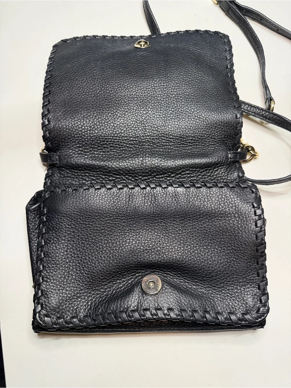 Tory Burch Black Pebbled Leather Crossbody with Gold Chain Strap